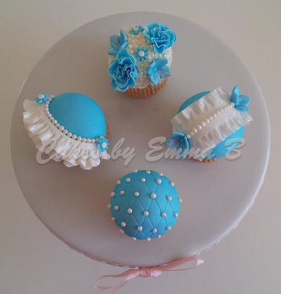 Pretty Blue and White Cupcakes - Cake by CakesByEmmaB