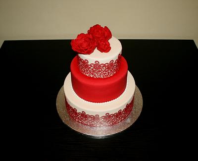 Red & white - Cake by Rozy