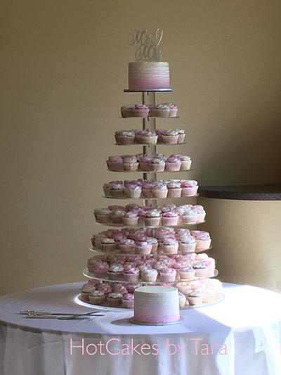 Pink Ombré Cupcake Wedding  - Cake by HotCakes by Tara
