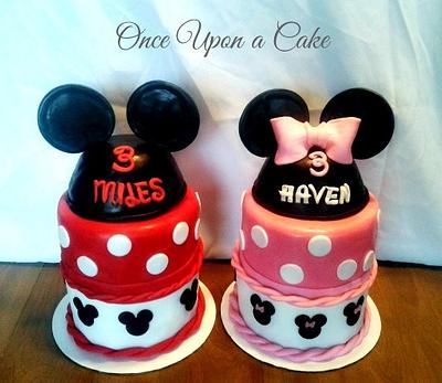 Twin Mickey & Minnie Cakes for Twins! - Cake by Amanda
