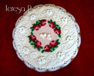 Pierniczek z różami i koronką  - Cake by Teresa Pękul