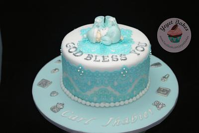 Christening Cake with Edible Lace Icing - Cake by Yeyet Bakes