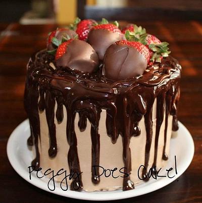 Chocolate Drizzle Mini Cake with Strawberries - Cake by Peggy Does Cake