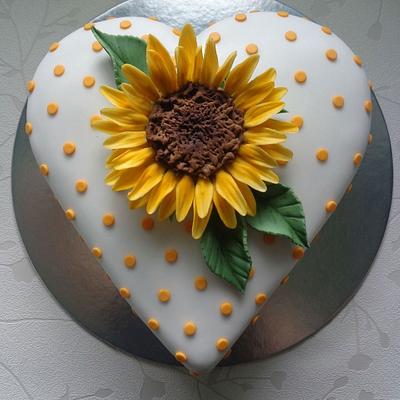 Sunflower heart cake. - Cake by Zoe White