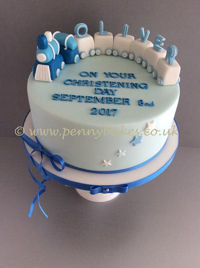 Little train Christening cake - Cake by Penny Sue