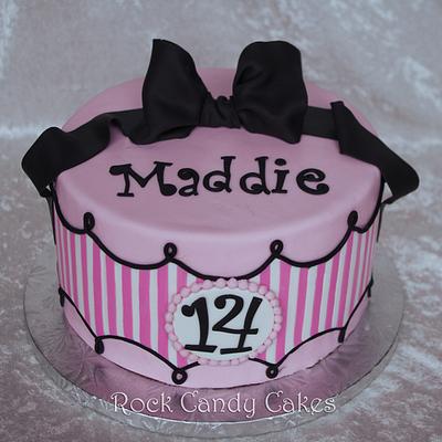 Pink and White Stripe Birthday Cake - Cake by Rock Candy Cakes
