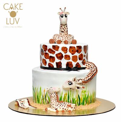 Baby shower cake- giraffe love - Cake by Cake O'Luv - megha