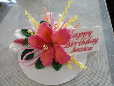 Hibiscus Cake Topper - Cake by Cake Creations by ME - Mayra Estrada