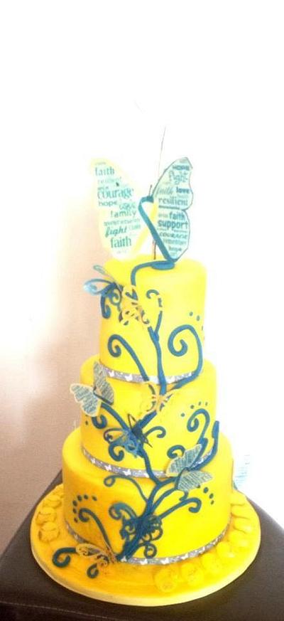 yellow and blue butterflies - Cake by Witty Cakes