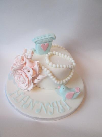Birdy, Roses and Pearls cake - Cake by kelly