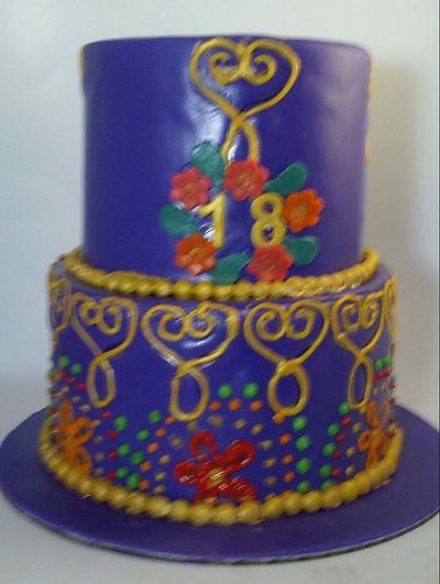 Purple and Gold Henna Inspired Cake - Cake by givethemcake