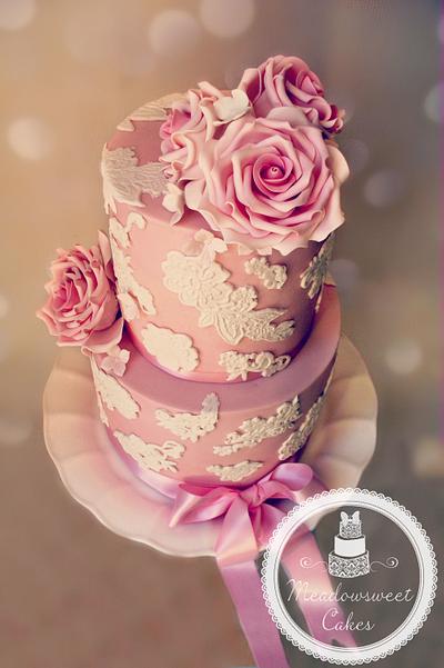 Vintage Lace and Roses - Cake by Meadowsweet Cakes