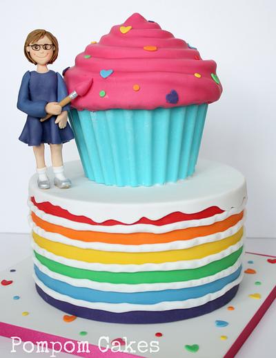 Giant cupcake and rainbow cake - Cake by PompomCakes