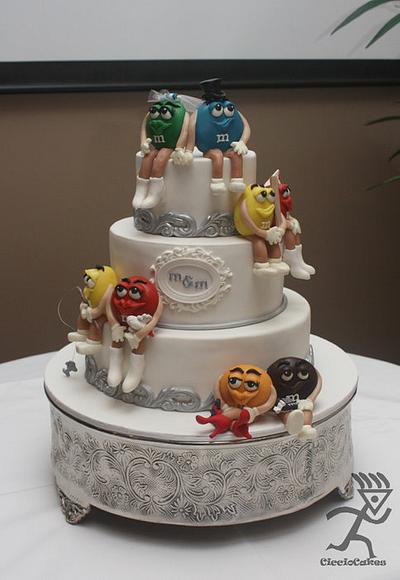 M&M Wedding Cake  all edible with bridal party professions - Cake by Ciccio 