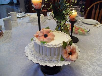 Miniature Bride's Tasting Cake with Peach Poppies - Cake by Linda Wolff