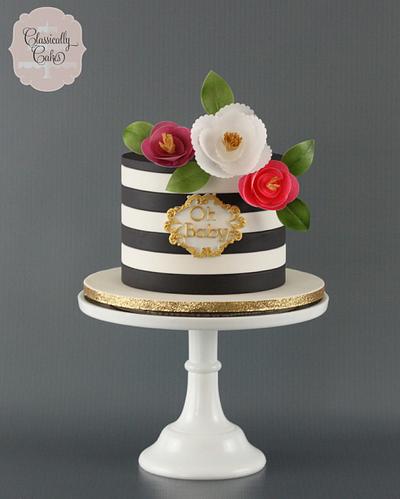 Black, White, and Gold Baby Shower Cake - Cake by Classically Cakes