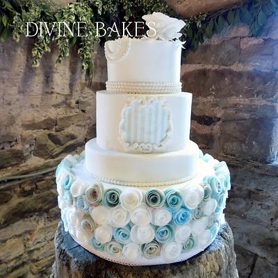 Wafer Roses Wedding Cake - Cake by Divine Bakes