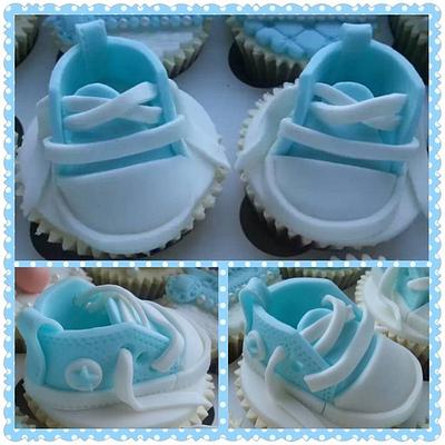 Baby Boy Converse Shoes Cupcakes - Cake by Elaine's Cheerful Colourful Cupcakes