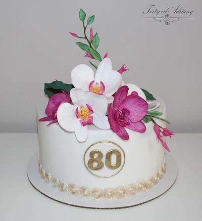 birthday cake with orchid - Cake by Adriana12