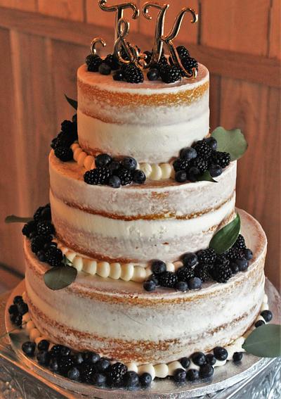 Semi naked Wedding cake with fresh berries - Cake by Nancys Fancys Cakes & Catering (Nancy Goolsby)