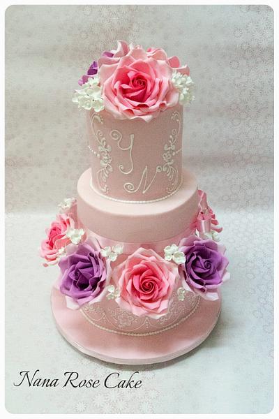 Engagment pink Cake  - Cake by Nana Rose Cake 