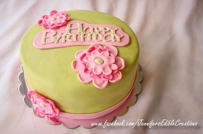 Happy Birthday with Flowers - Cake by Jennifer's Edible Creations
