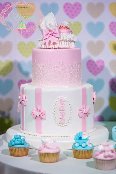 Girl christening cake and cupcakes - Cake by Cofetaria Dana