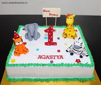 Animals cream cake - Cake by Sweet Mantra Homemade Customized Cakes Pune