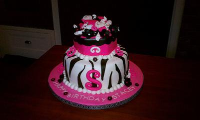 Pink & Black Theme Birthday Cake  - Cake by BellaCakes & Confections