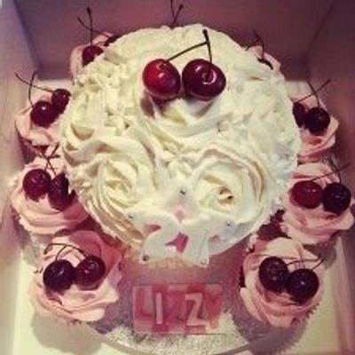 Giant cherry cupcake  - Cake by Sarah Mitchell