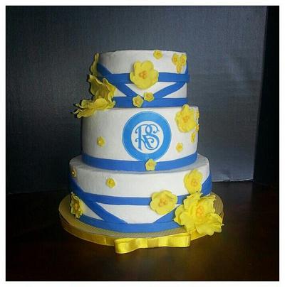 Blue and Yellow Celebration cake - Cake by Sophisticakes by Malissa