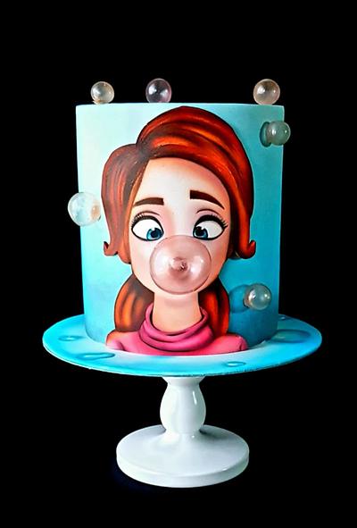Bublle gum girl - Cake by Mariya's Cakes & Art - Chef Mariya Ozturk