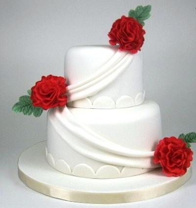 Red Carnations and White Drapes - Cake by MBalaska