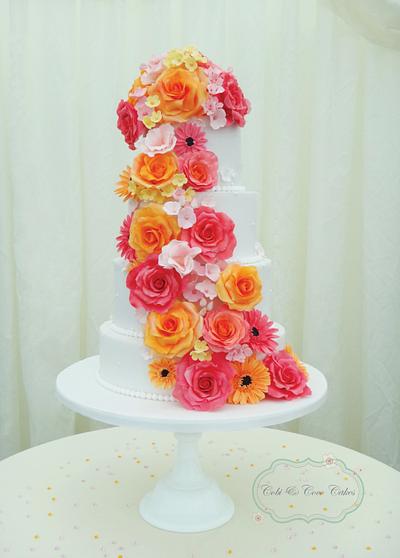 Floral Cascading Wedding Cake - Cake by Cobi & Coco Cakes 