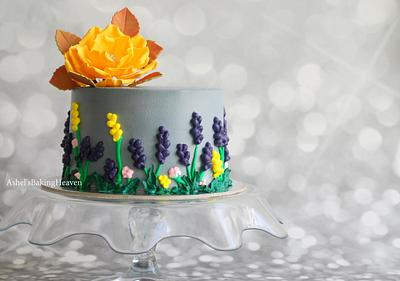  A streaky melancholy grey and yellow cake - Cake by Ashel sandeep
