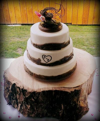 "bark" trim wedding cake - Cake by cheeky monkey cakes
