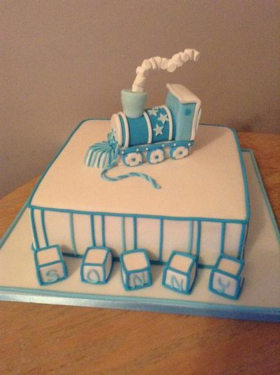 blue train - Cake by jen lofthouse