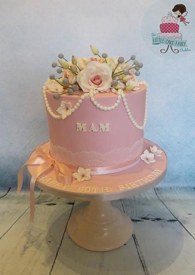 Vintage 80th Birthday Cake - Cake by Little Cake Fairy Dublin