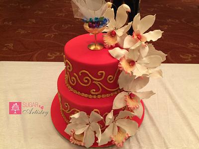 Vibrant Red Communion cake - Cake by D Sugar Artistry - cake art with Shabana