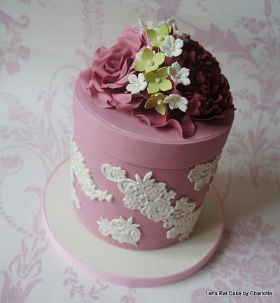 Rose, Peony & Lace Cake - Cake by Let's Eat Cake