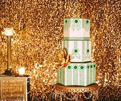 Emerald Green & Gray Art Deco Cake - Cake by Renay Zamora