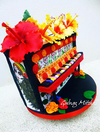Dia Los Muertos Mexican Piano  - Cake by Gulnaz Mitchell