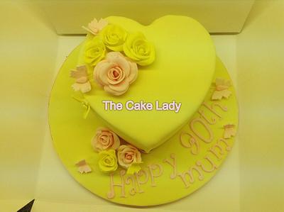 Lemon drizzle heart with handcrafted roses - Cake by Louise Hayes