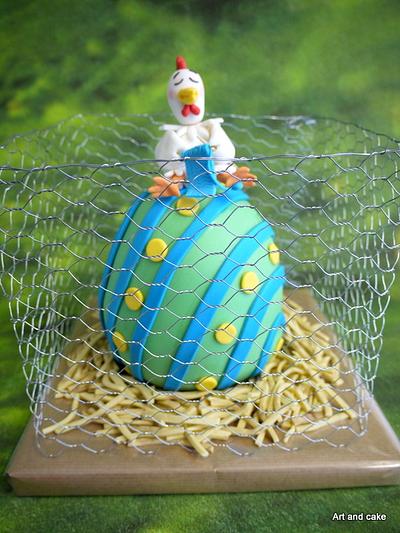Knitting chicken on Easter egg - Cake by marja