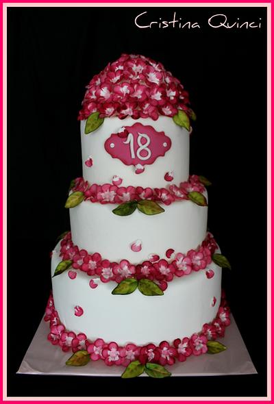 With fuchsia flowers cake - Cake by Cristina Quinci