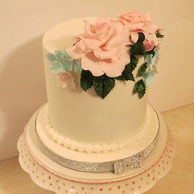 Aqua and Pink Wedding - Cake by Nancy T W.