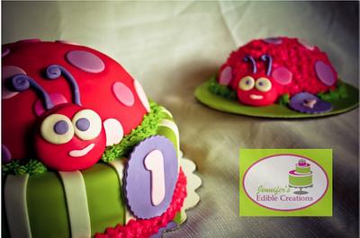 Lady Bug with Smash Cake for First B-Day - Cake by Jennifer's Edible Creations