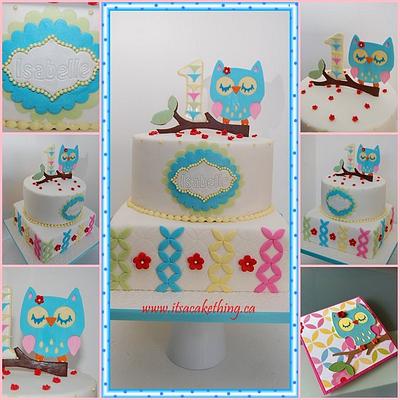 Owl Themed 1st Bday Cake - Cake by It's a Cake Thing 