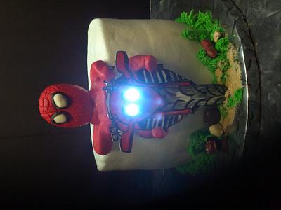 Spiderman with his brights on - Cake by Tya Mantooth