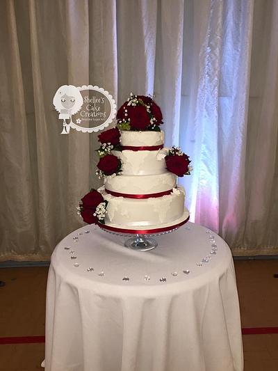 Rose & lace Wedding cake - Cake by Shellee's Cake Creations